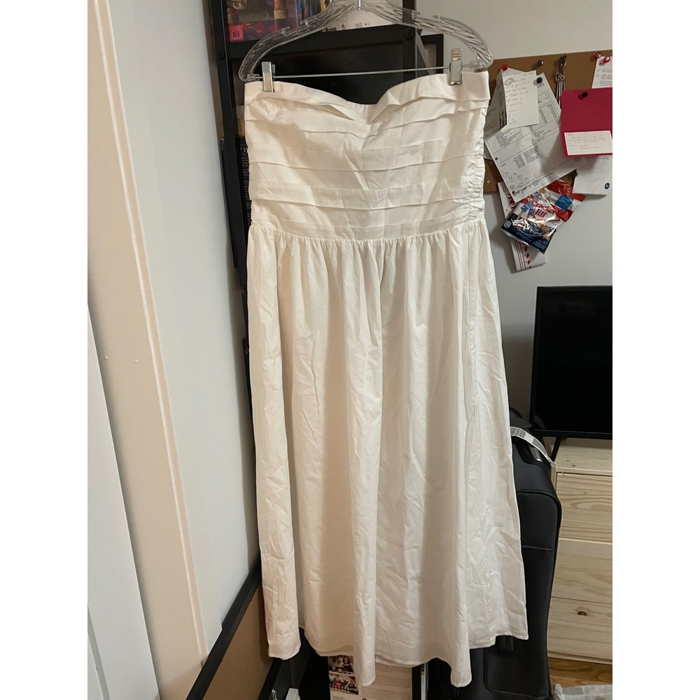 WAYF Ivory Strapless Ruched‎ Smocked Waist Maxi Dress XL